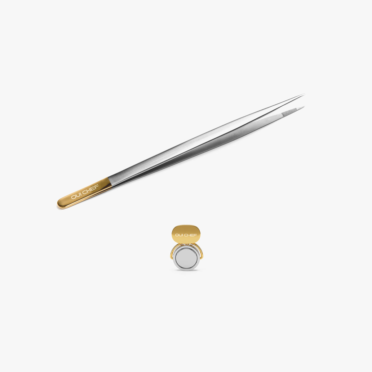 FineTouch Medium Chef's Tweezers & HoldFast Magnetic Chef’s Clip