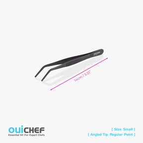 oui chef cooking kitchen tweezers 14cm Angled Tip Regular Jet Black small